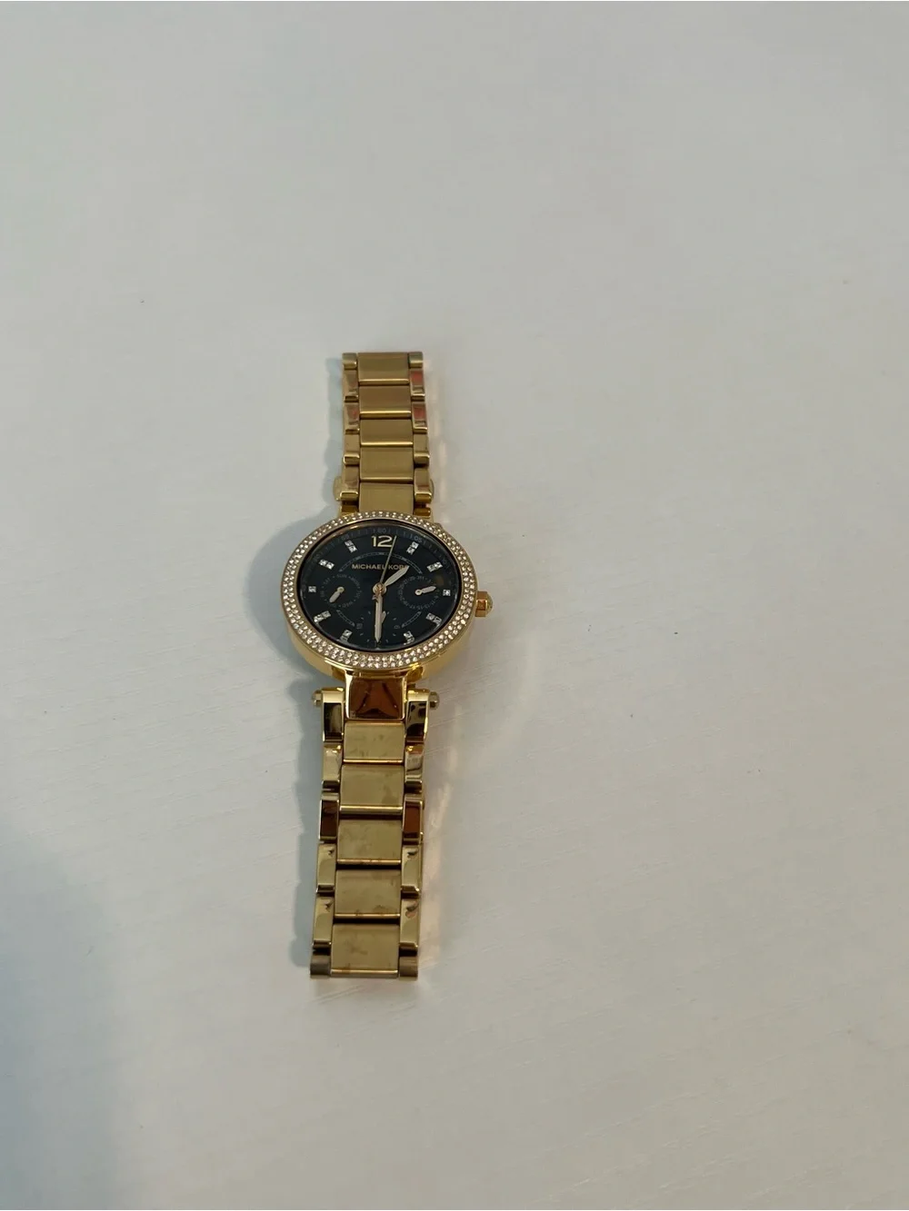 Michael Kors Mini Parker MK3790 Gold Black Crystal Watch 33mm